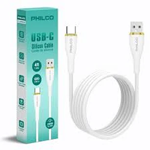 CABLE DE SILICONA PHILCO USB 2.0 A TIPO C / 1.2 MTS FLC2608CW BLANCO