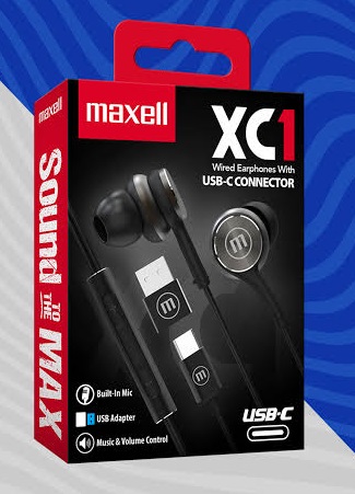 AUDIFONO MAXELL WIRED TIPO-C CON ADAPTADOR BLK XC1 1