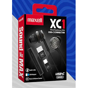 AUDIFONO MAXELL WIRED TIPO-C CON ADAPTADOR BLK XC1
