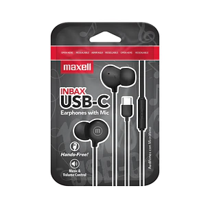 AUDIFONO MAXELL MANOS LIBRES NEGROS USB-C IN-BAX