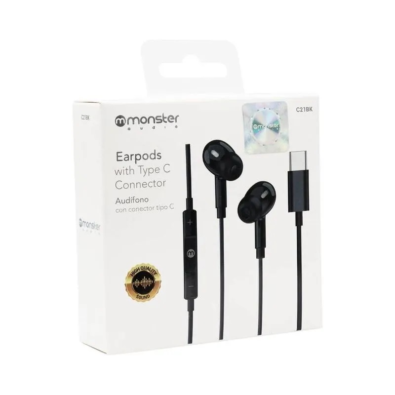 AUDIFONOS MONSTER TIPO C NEGRO C21BK 1