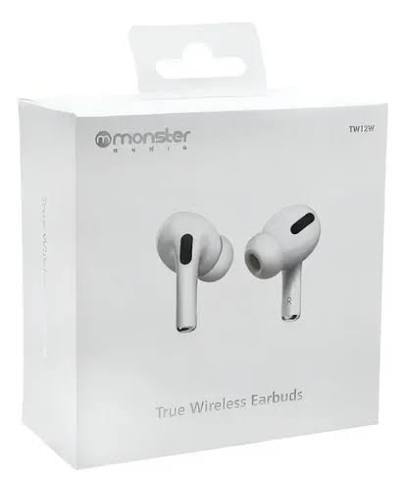 AUDIFONOS BLUETOOTH 5.0 MONSTER TW12 C/MIC BLANCOS 1