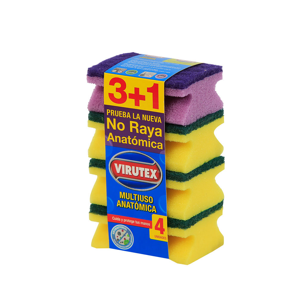 ESPONJA VIRUTEX ACANALADA CLASICA 3 + 1 UNIDADES 1