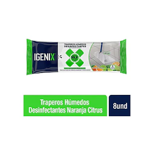 TRAPERO HUMEDO DESINFECTANTE IGENIX NARANJA CITRUS 08 UNID.