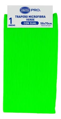 TRAPERO MICROFIBRA VIRUTEX 50 X 70 VERDE CON OJAL 1