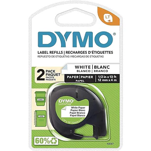 CINTA DYMO LT PAPEL BLANCO 12mm x 4 M.  2 UND ( 10697 )