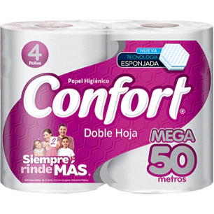 HIGIENICO CONFORT DOBLE HOJA 4 X 50 Mtrs.