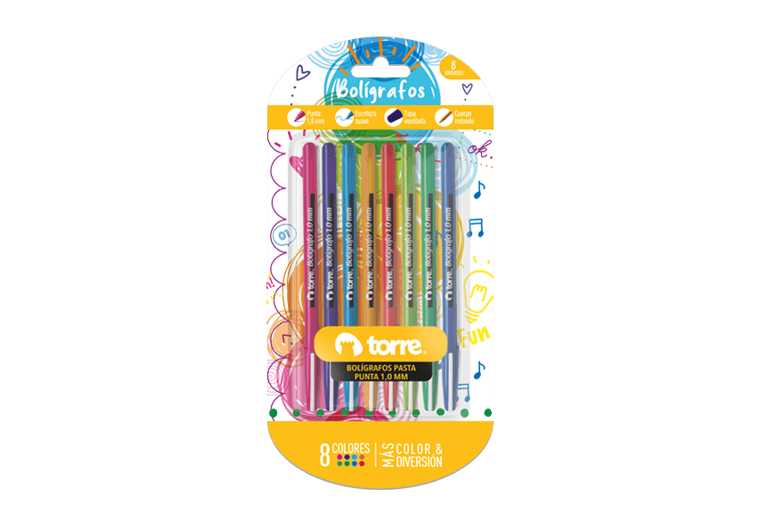 SET LAPICES TORRE  PASTA 1.0 MM 8 COLORES FUN 1