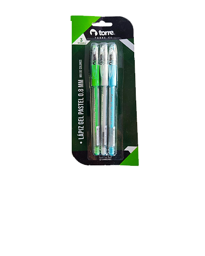 SET BOLIGRAFO TORRE GEL 0.8MM PASTEL 3 COLORES 1