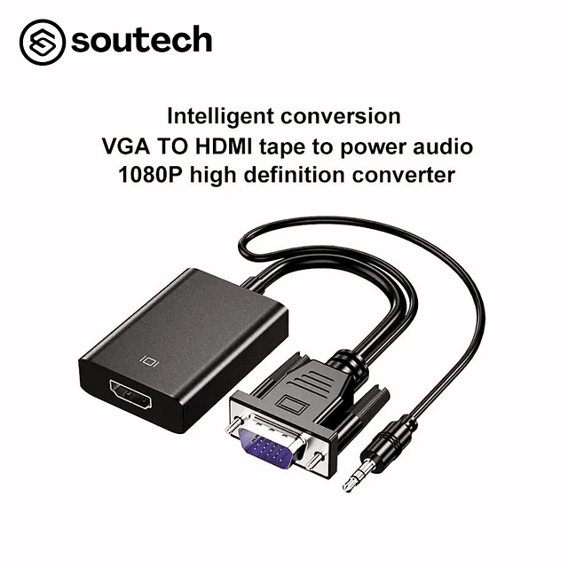 VGA A HDMI ADAPTADOR DE VIDEO CON CABLE DE AUDIO