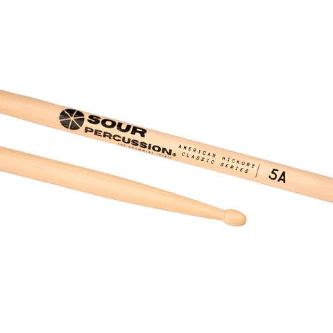Baquetas Sour Percussion 5A Hickory Punta Acorn Madera Classic Series