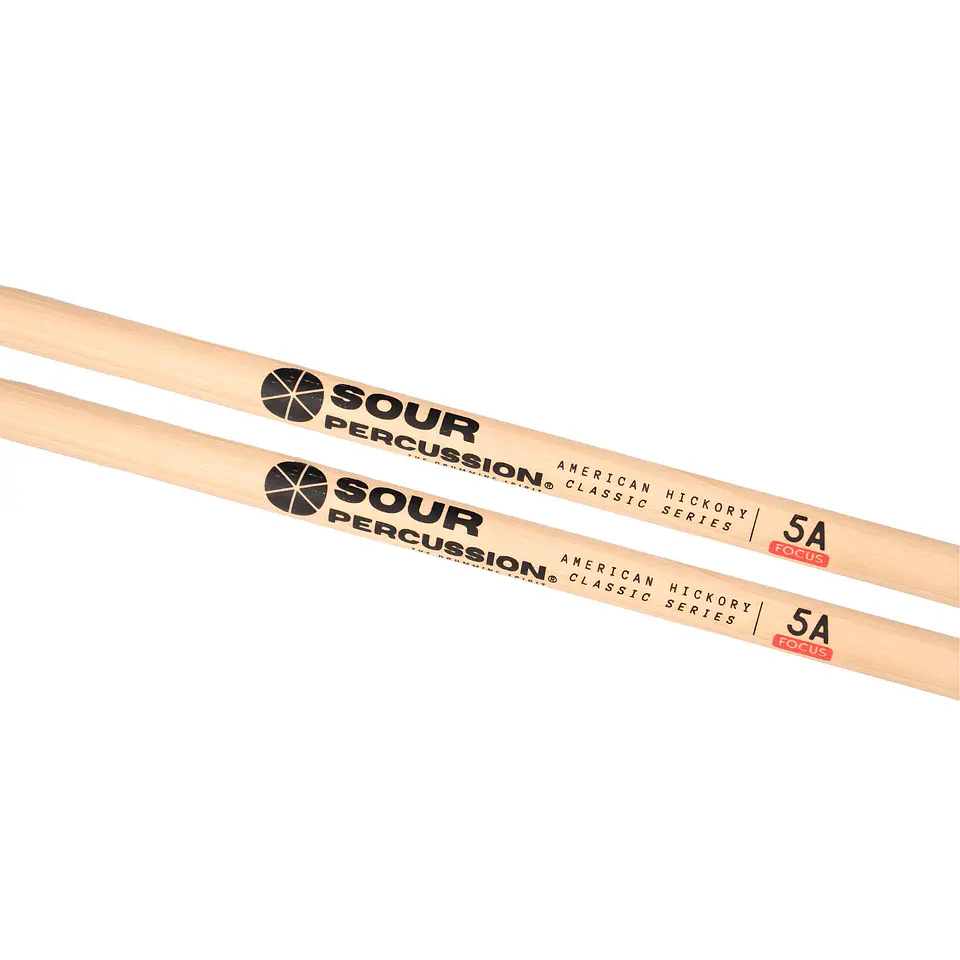 Baquetas Sour Percussion 5A Focus Hickory Punta Medium Round Madera Classic Series 4