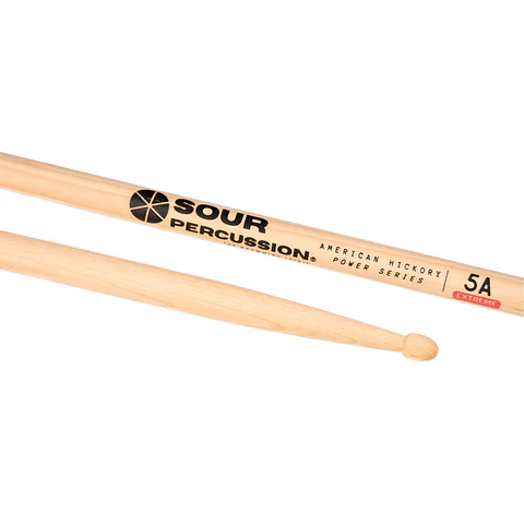 Baquetas Sour Percussion 5A Extreme Hickory Punta Acorn Madera Power Series