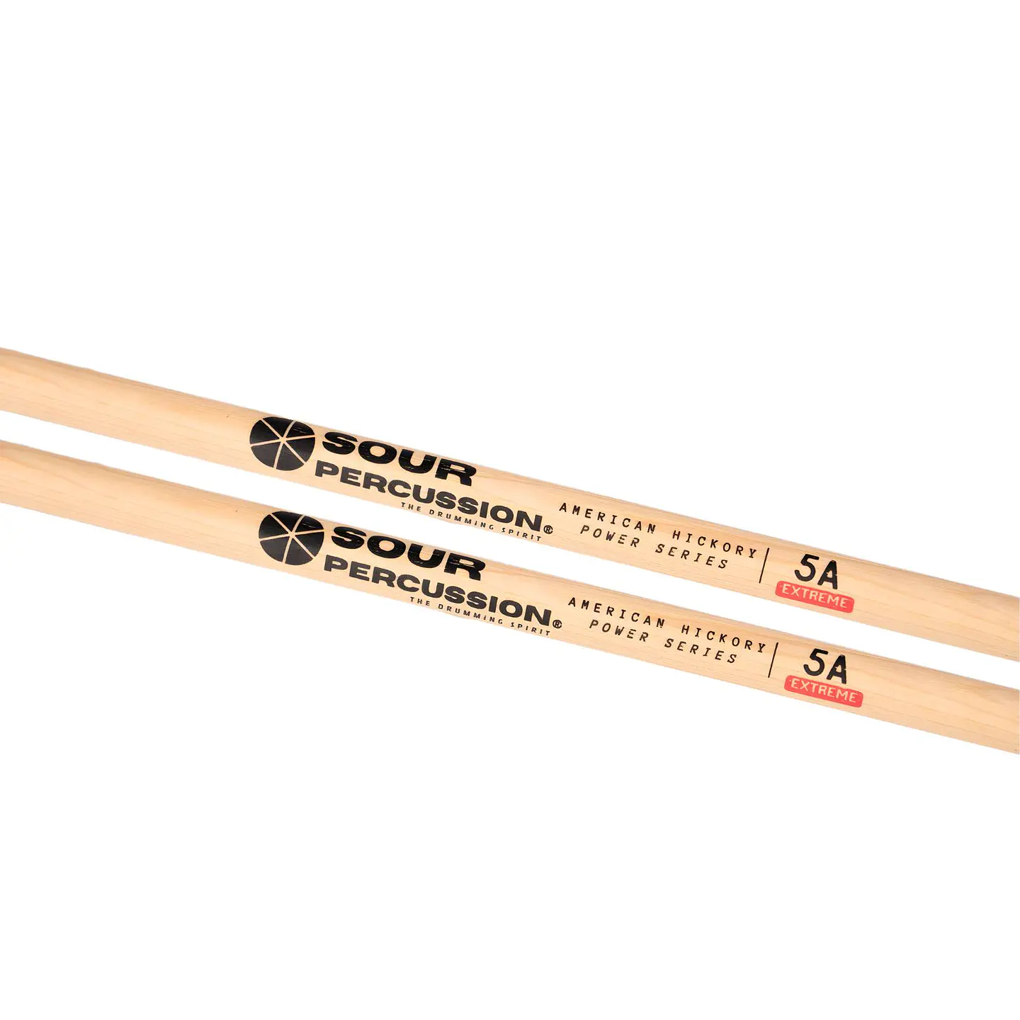 Baquetas Sour Percussion 5A Extreme Hickory Punta Acorn Madera Power Series 4