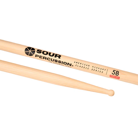 Baquetas Sour Percussion 5B Focus Hickory Punta Medium Round Madera Classic Series
