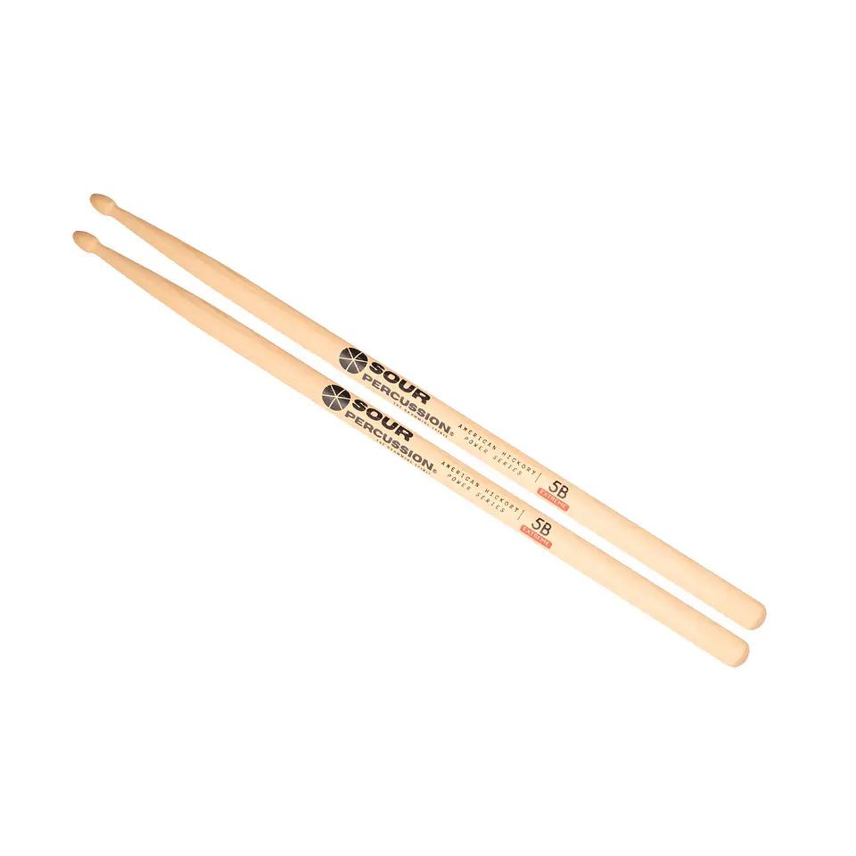 Baquetas Sour Percussion 5B Extreme Hickory Punta Acorn Madera Power Series 3