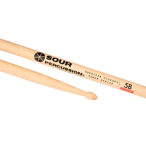 Baquetas Sour Percussion 5B Extreme Hickory Punta Acorn Madera Power Series