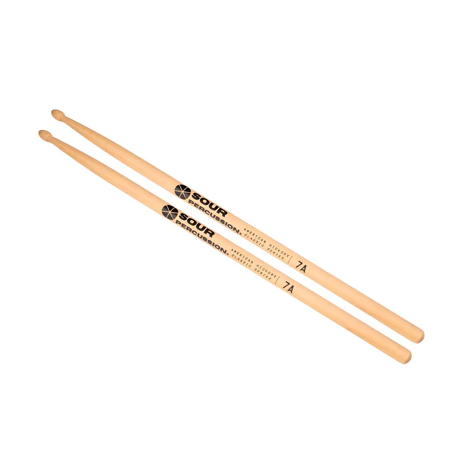 Baquetas Sour Percussion 7A Hickory Punta Acorn Madera Classic Series 3