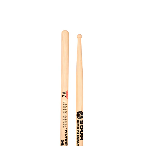 Baquetas Sour Percussion 7A Focus Hickory Punta Medium Round Madera Classic Series