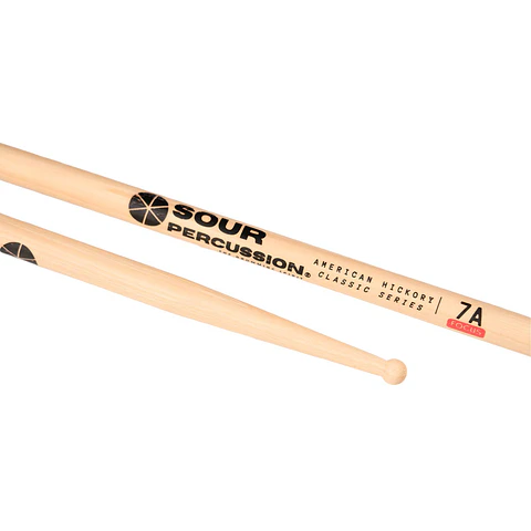 Baquetas Sour Percussion 7A Focus Hickory Punta Medium Round Madera Classic Series