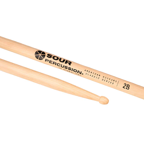 Baquetas Sour Percussion 2B Hickory Punta Acorn Madera Classic Series