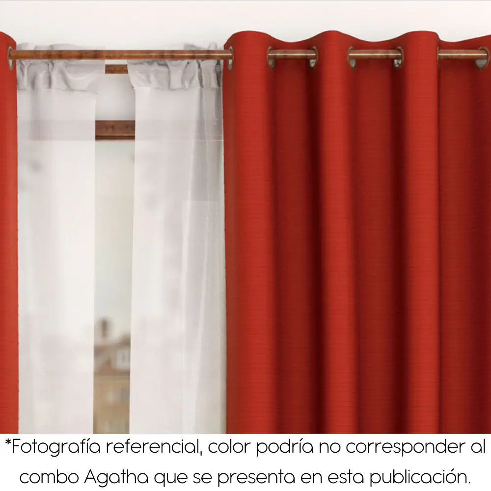 Combo Cortinas 8 piezas Doral Agatha Café