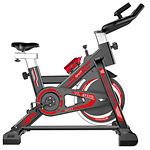 Bicicleta Estática Spinning Rueda de Inercia de 8Kgs Roja-Negra