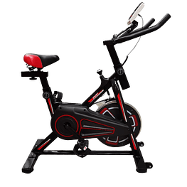 Bicicleta Estática Spinning Rueda Inercia de 8Kgs Negra-Roja