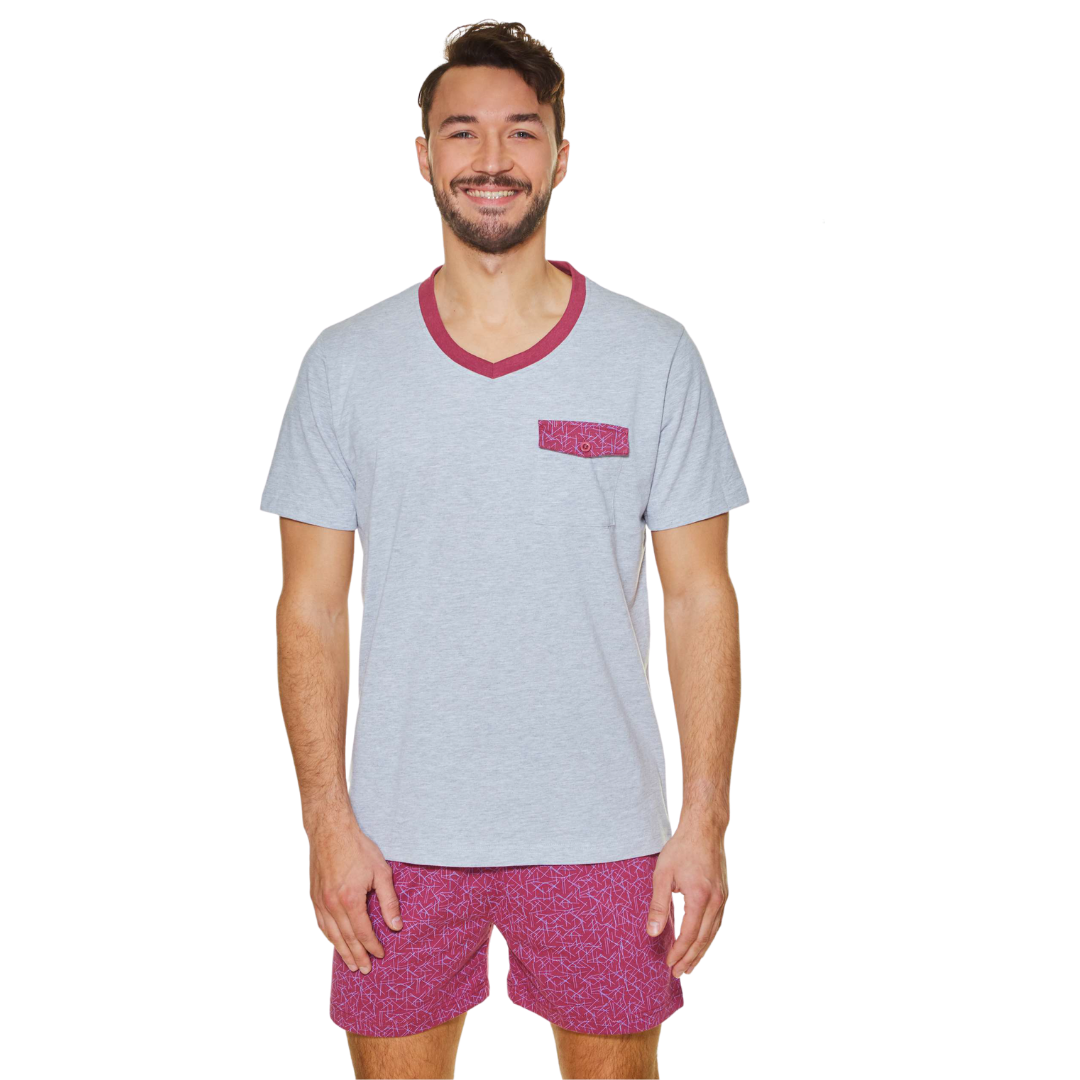 Pijama Hombre Corto Beckil 3115 Gris / Burdeo