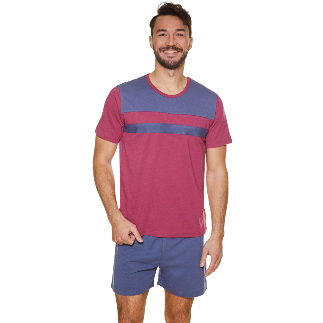 Pijama Hombre Corto Beckil 3116 Burdeo / Azul