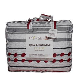 Quilt 1,5 plazas Estampado Deluxe Reversible Doral d2