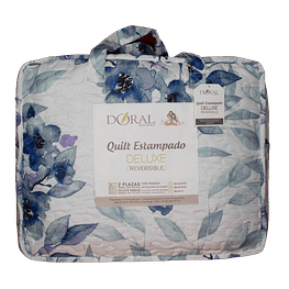 Quilt 2 plazas Estampado Deluxe Reversible Doral d2