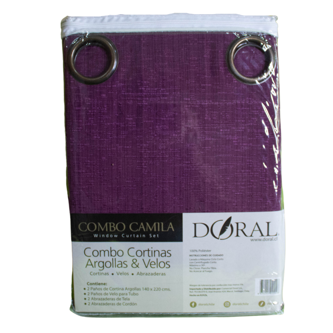 Combo Cortinas Doral Rustico 220 x 140 cm Morado