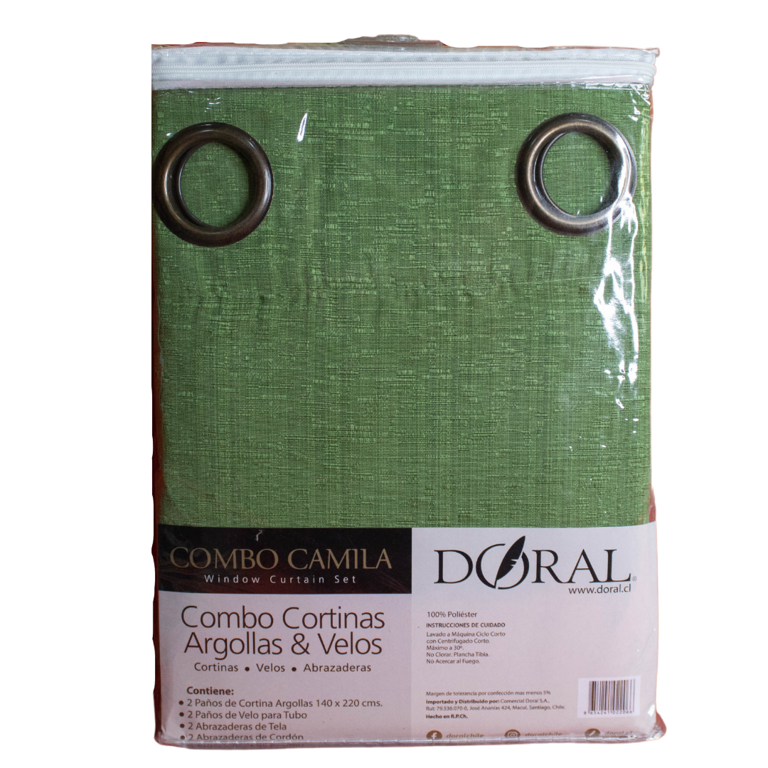 Combo Cortinas Doral Agatha 220 x 140 cm Verde