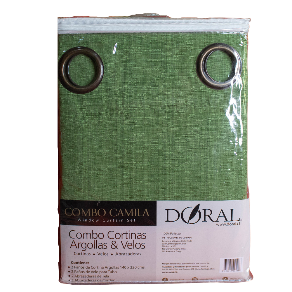 Combo Cortinas 8 piezas Camila Doral color Verde