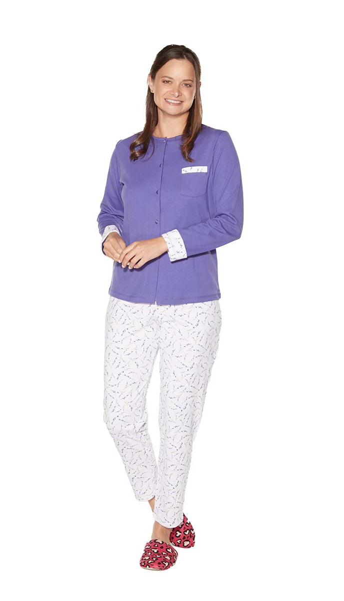 Pijama Gamuza Mujer Abierto Violeta Beckil