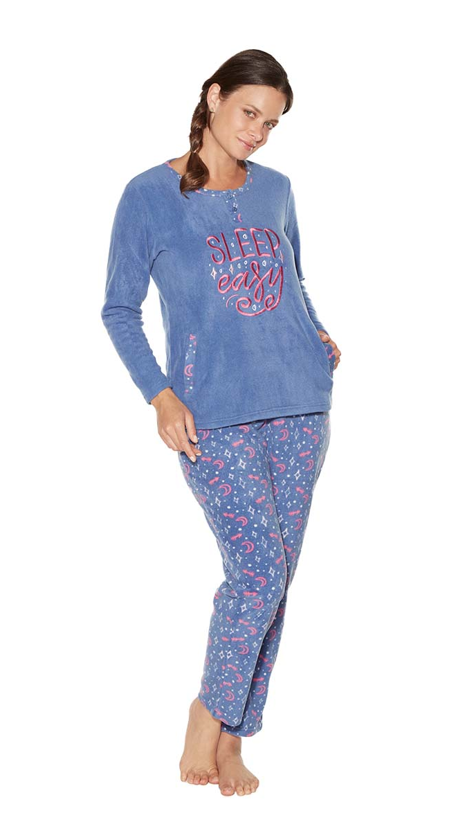 Pijama Micro Polar Mujer Azul Beckil Sleep Easy