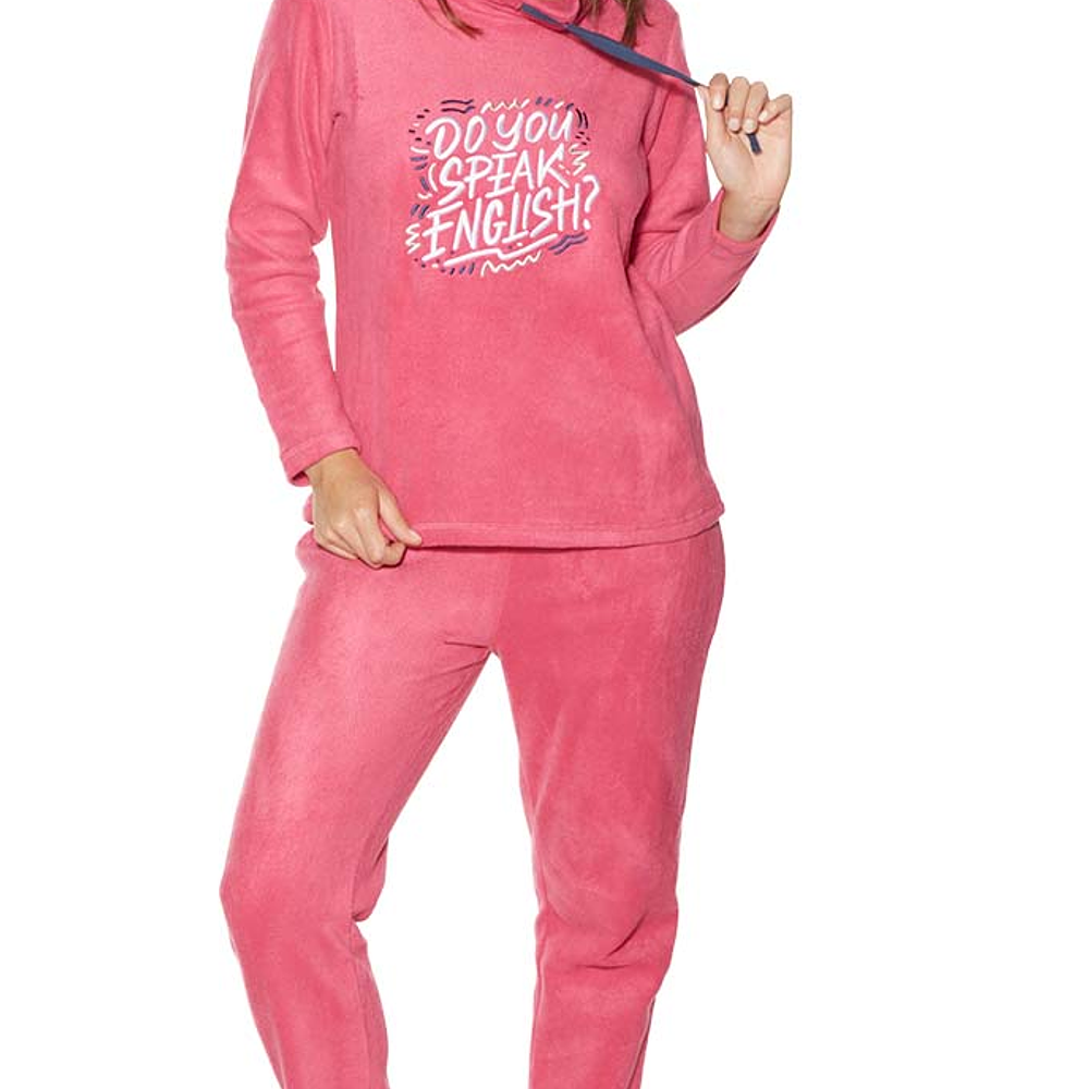 Pijama Polar Mujer Fucsia Cuello Subido English