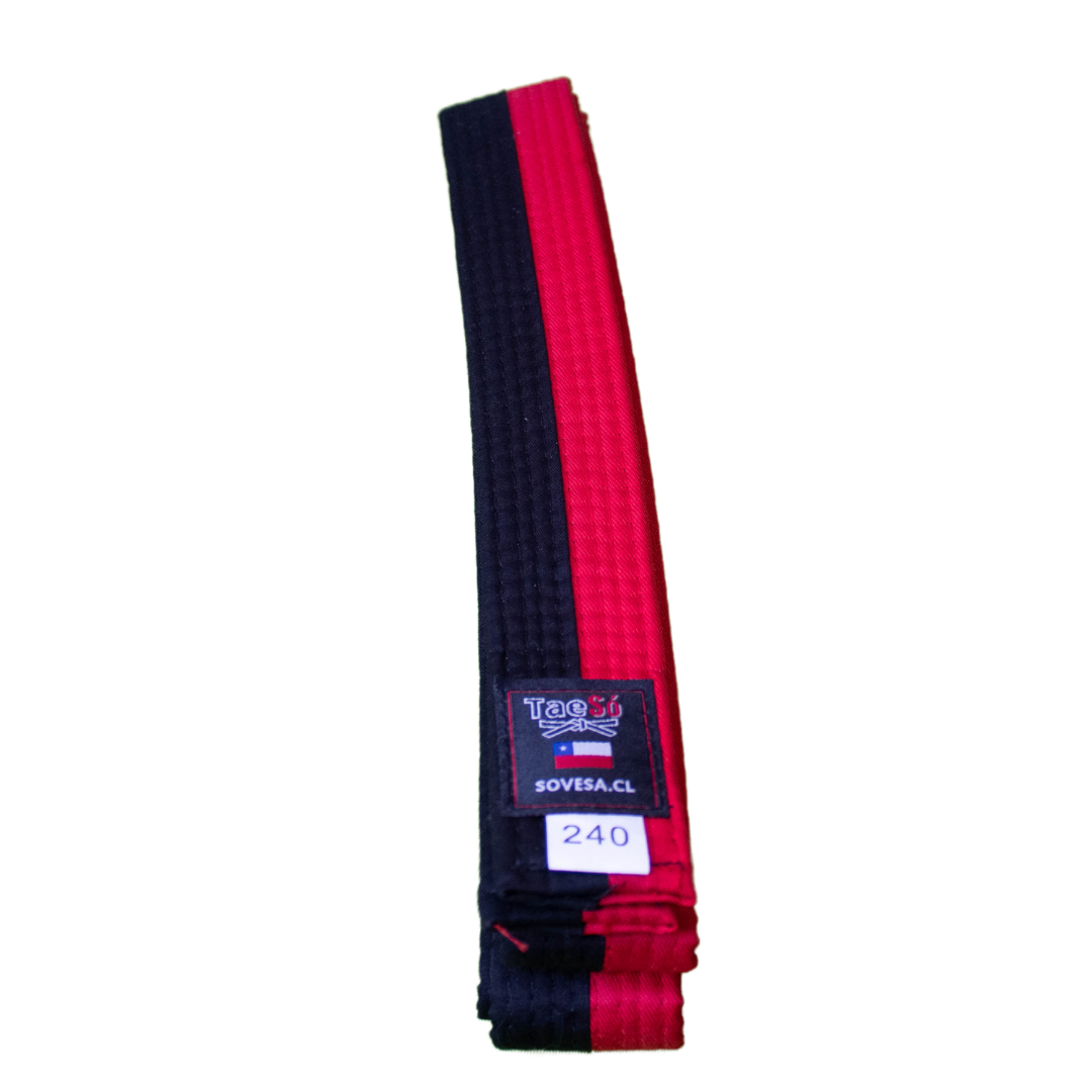Cinturón Poom Rojo Negro 240 y 300 cms. TaeSó
