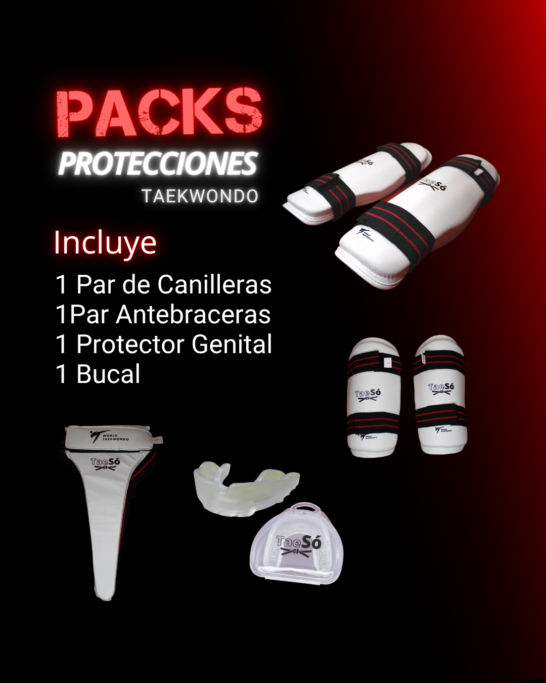 Pack X4 Set 4 Protecciones Taekwondo