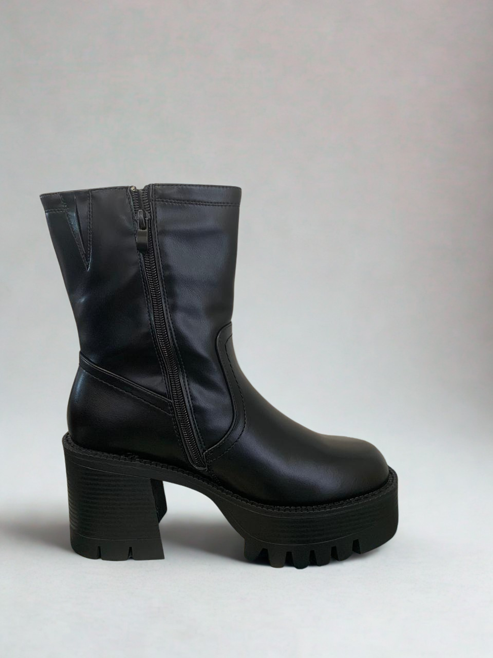 Botín Plataforma Negro Mujer, con Elástico y Casual. 1