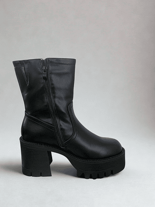 Botín Plataforma Negro Mujer, con Elástico y Casual.