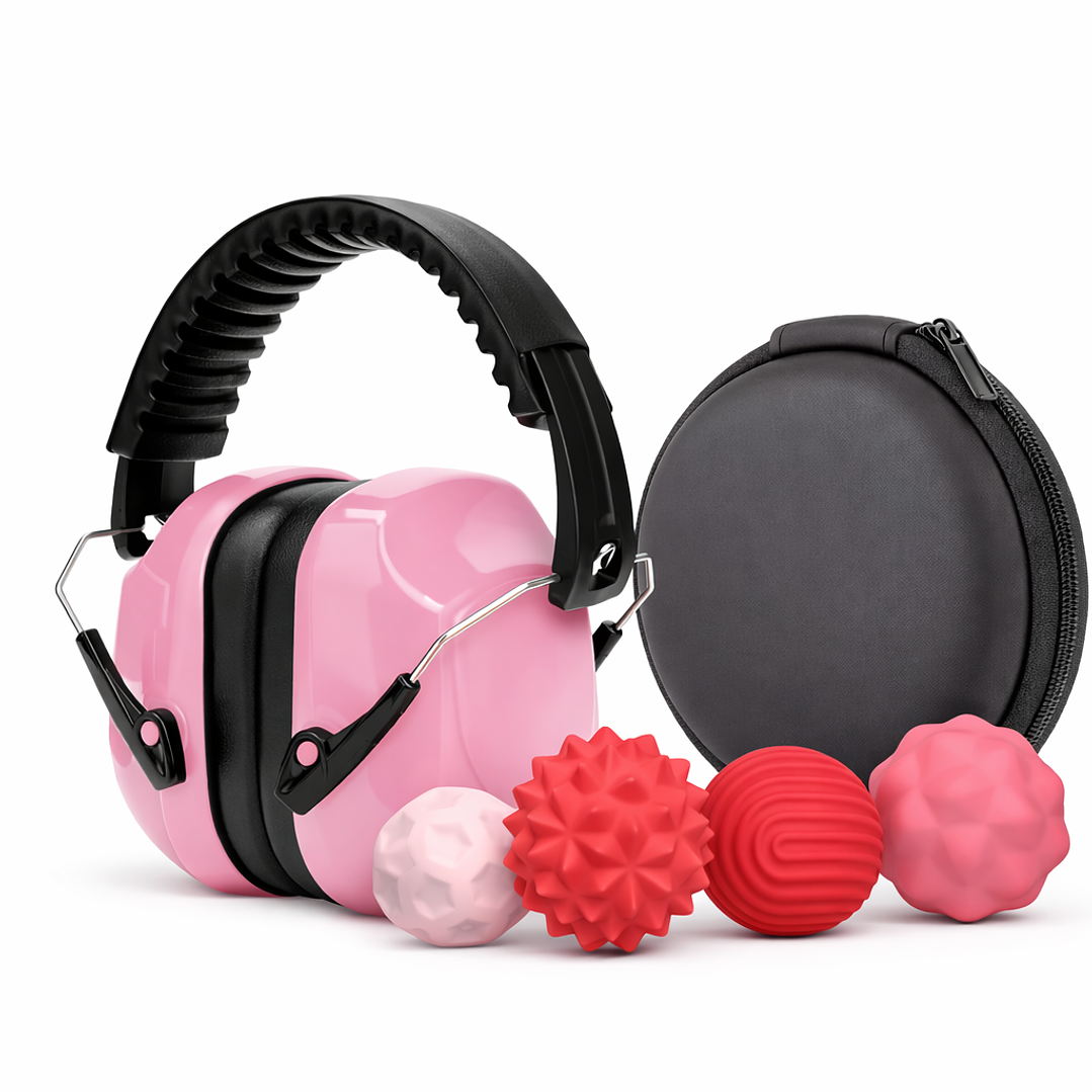 Kit Regulación Auditiva y Foco | Audífonos 34 dB + Bolas Sensoriales 3