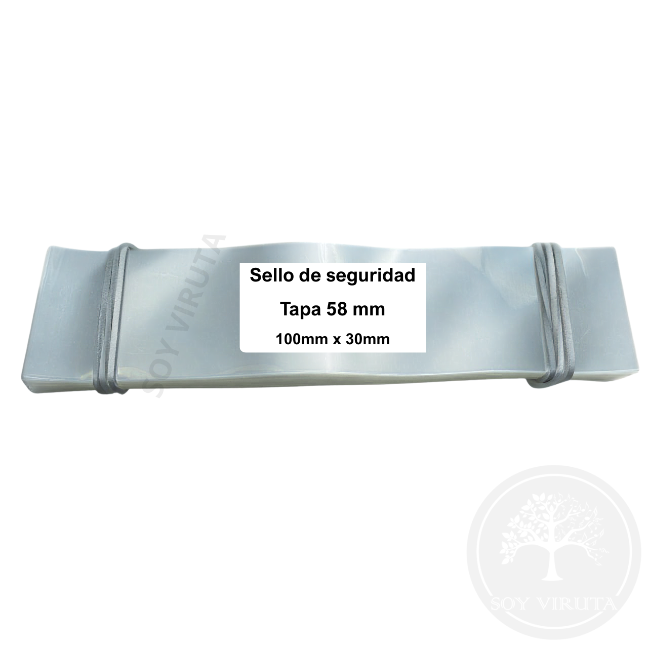 Sellos seguridad Termo contraíbles Para Frascos Tapa 58mm. 100u.