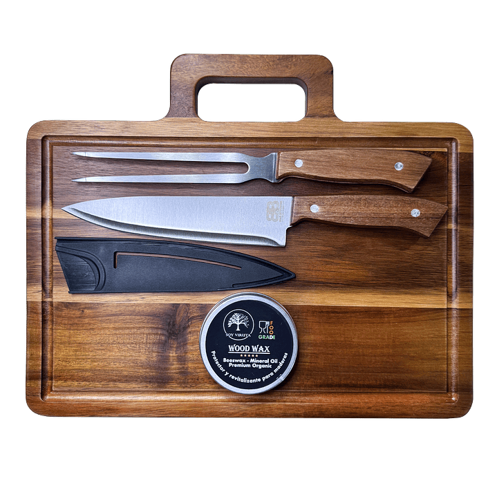 Set Parrillero Tabla + Cuchillo Y Pincho B&B + Cera De Abejas Soy Viruta 100 Ml 4