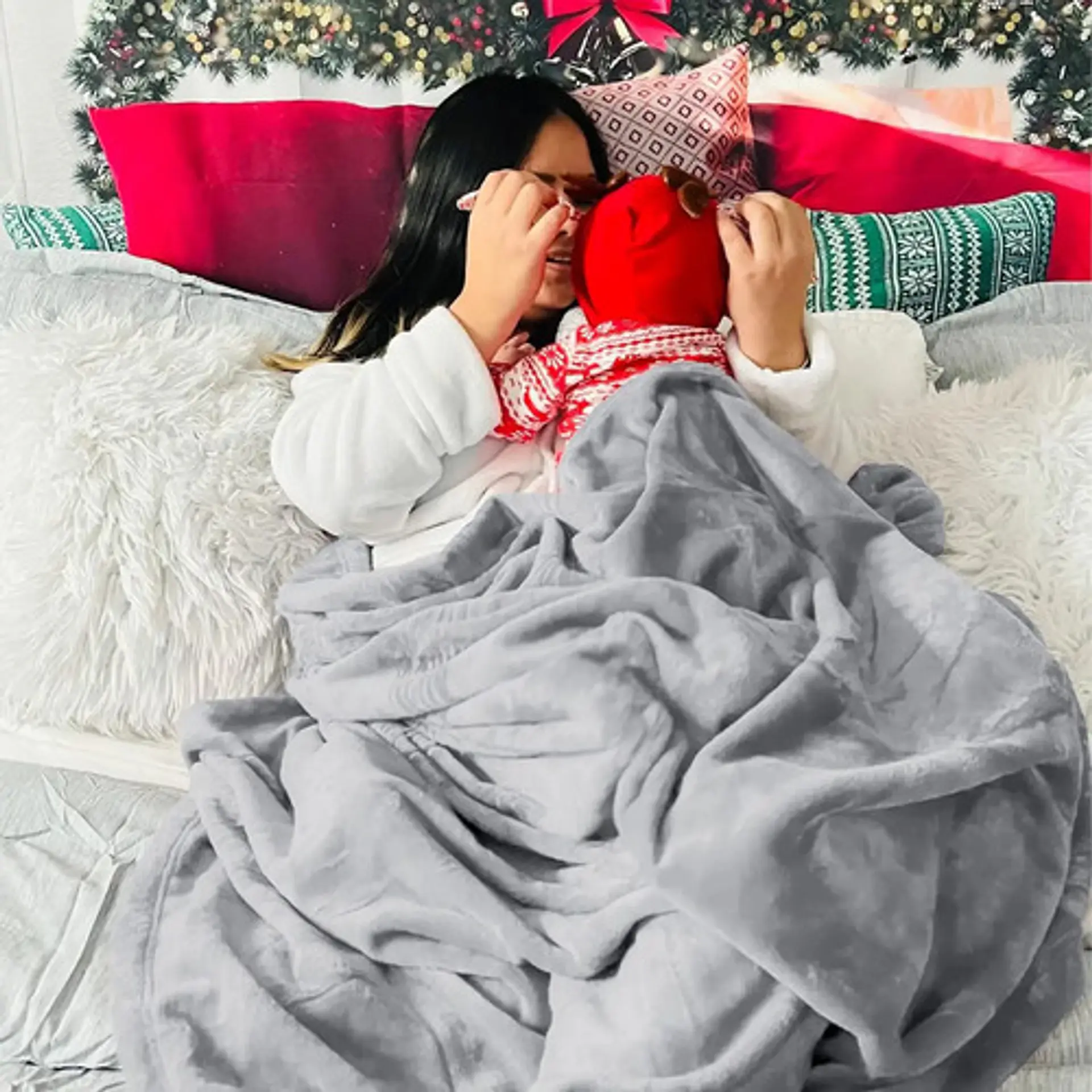 Frazada Polar Termica King Homely Manta 200x230cm 1015 Gramo Color Gris 1015 G 4