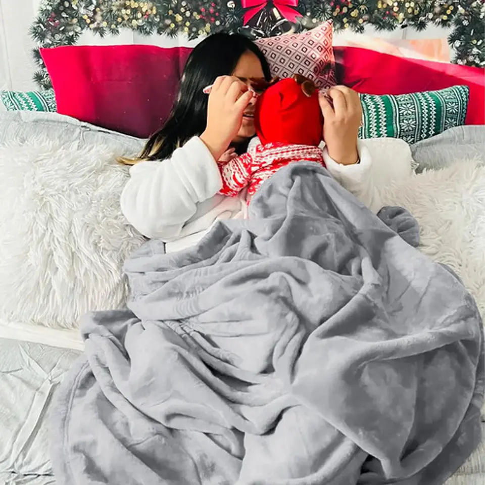 Frazada Polar Termica King Homely Manta 200x230cm 1015 Gramo Color Gris 1015 G 4