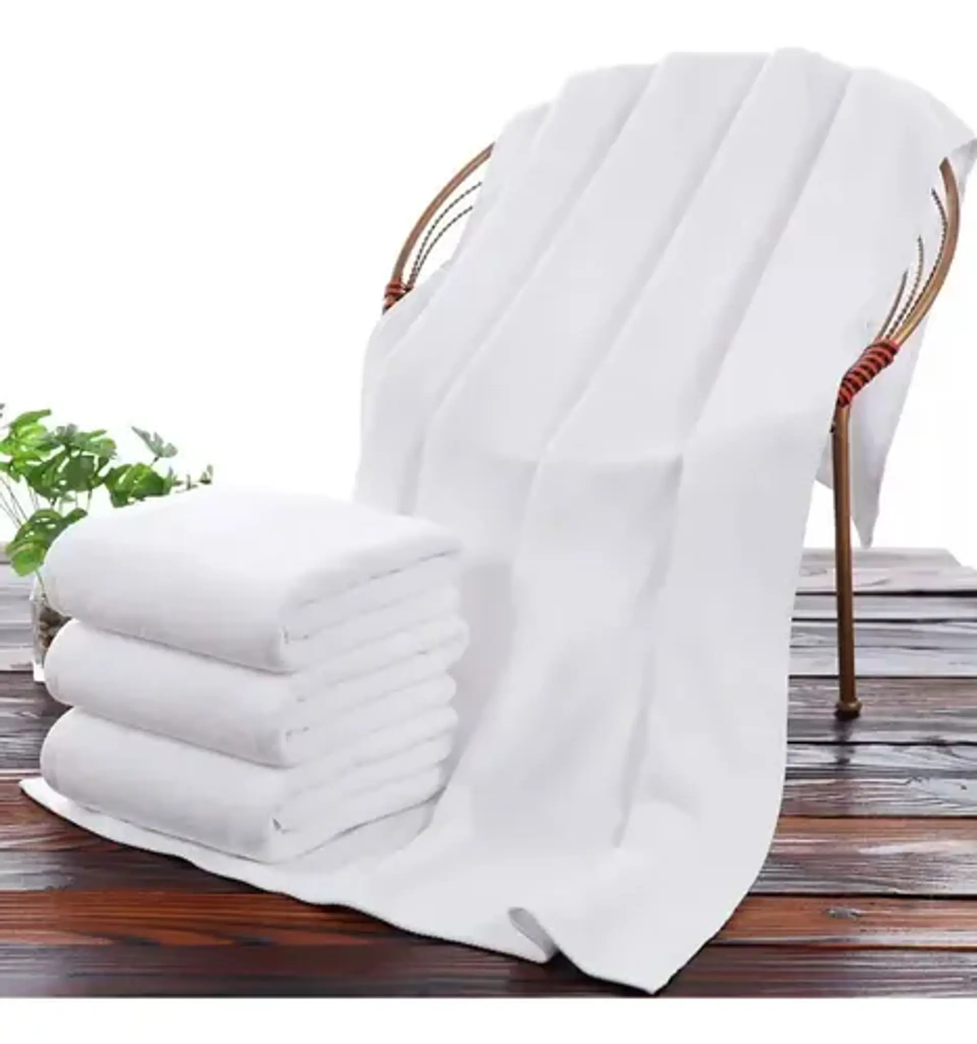 Toalla Extra Grande 70*140cm, Algodón Color Blanco Liso 3