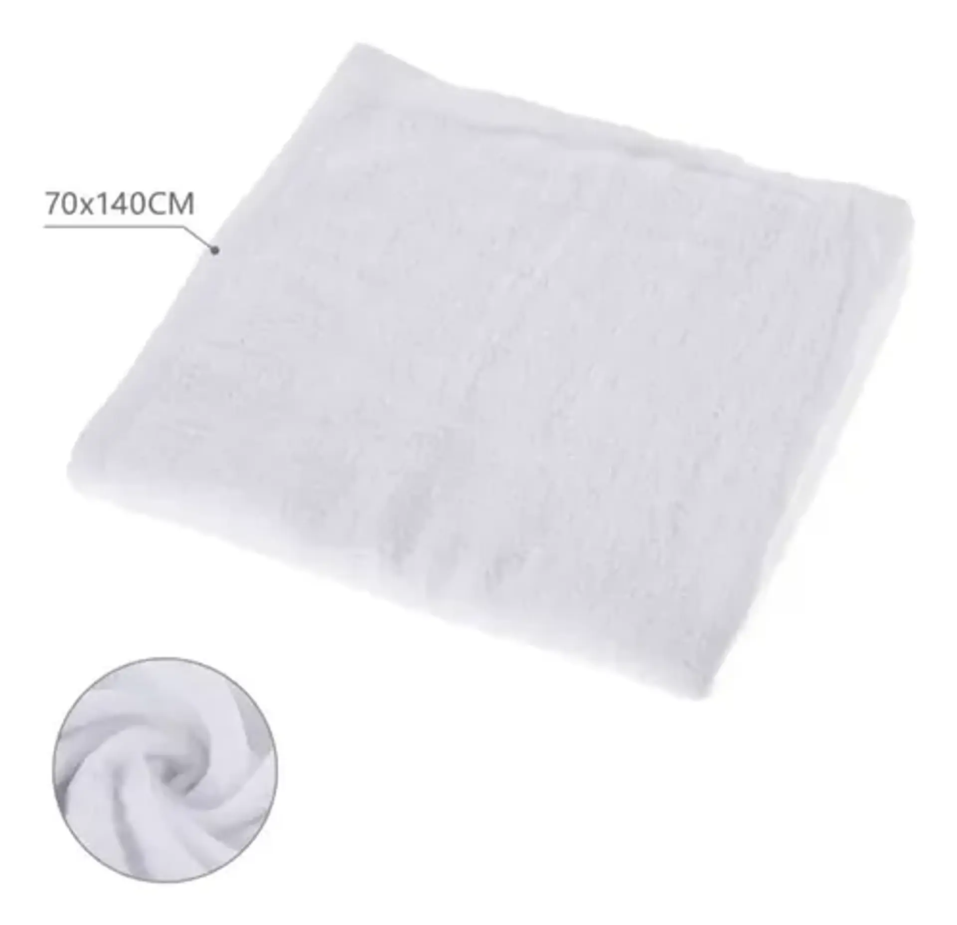 Toalla Extra Grande 70*140cm, Algodón Color Blanco Liso 4