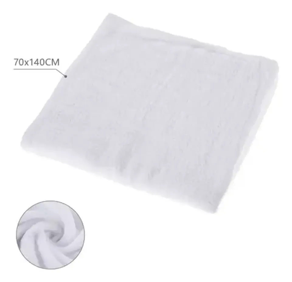 Toalla Extra Grande 70*140cm, Algodón Color Blanco Liso 4